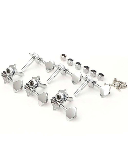 Mécaniques Wilkinson Chrome 3+3 Guitare Acoustique à tête ouverte