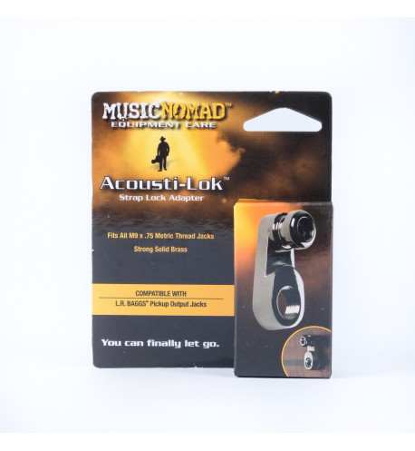 Acousti-lok strap lock adapter for metric output jacks