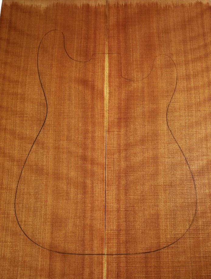 Drop Top Sequoia Curly Guitarra o E-Bass| Madera para Guitarra