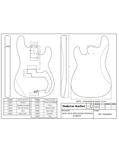 Buy Sassafras Finished Electric Bass Body Precision Style MB