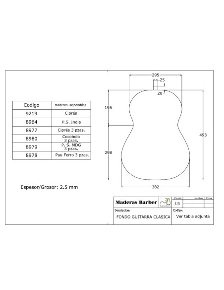 Buy Cypress 3-Pieces Finished Classical Guitar Back MB Exclusive
