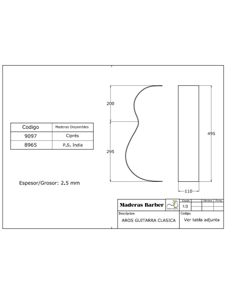 Buy Indian Rosewood Finished Classical Guitar Sides MB Exclusive