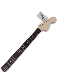 The neck is made of maple, a wood that is characterized as a hard, durable wood