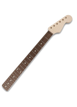 The neck is made of maple, a wood that is characterized as a hard, durable wood