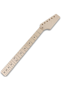 The neck is made of maple, a wood that is characterized as a hard, durable wood