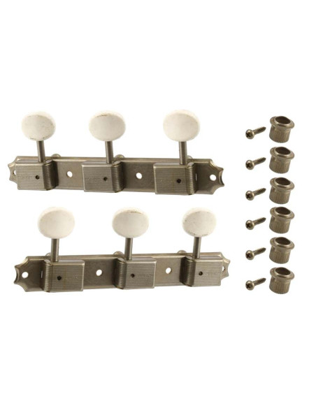 AllParts Vintage-style Deluxe 3x3 Strip Aged Keys Nickel By GOTOH