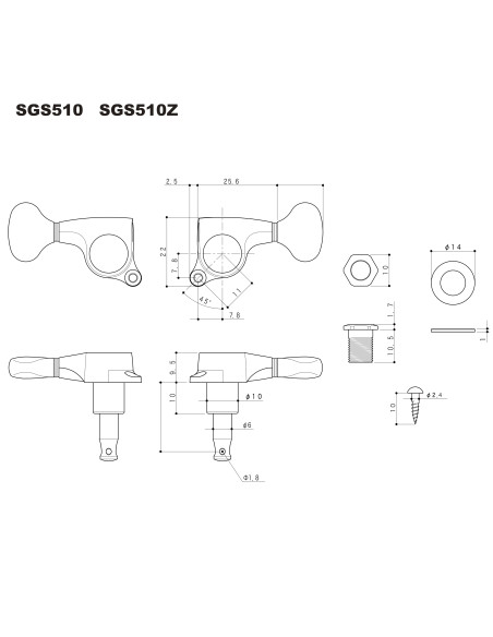 Mécanique Gotoh® Chrome SGS510Z/S5-LC 6 en ligne