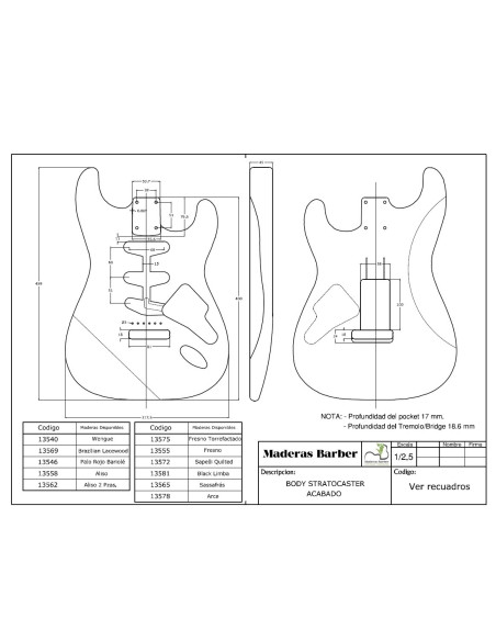 Corps Aulne Finition Guitare Électrique Style Stratocaster MB Exclusive