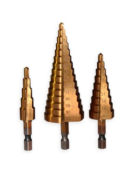 Set de 3 Forets Étagés HSS Revêtement Titane | Maderas Barber