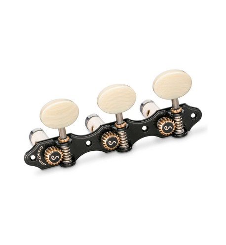 Schaller Machine Head GrandTune Classic Hauser Black Chrome Polybone White Posts Deluxe