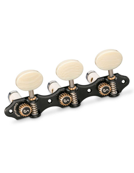 Schaller Machine Head GrandTune Classic Hauser Black Chrome Polybone White Posts Deluxe