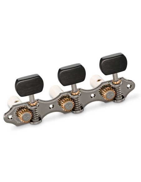 Schaller Machine Head GrandTune Classic Hauser Ruthenium Ebony White Posts