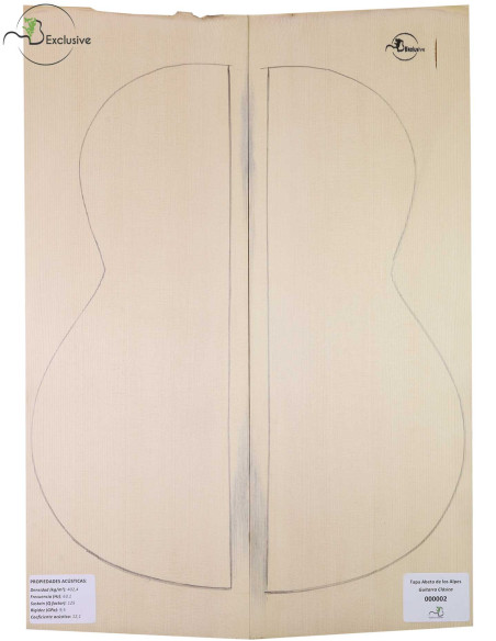 Tapa Abeto de los Alpes Nº 000002 Guitarra Clásica MB Exclusive