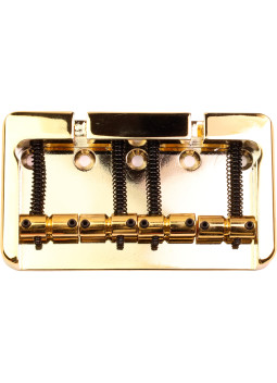 4 String Bass Fender Style Mount 5 Hole Aluminum Gold Bridge Hipshot