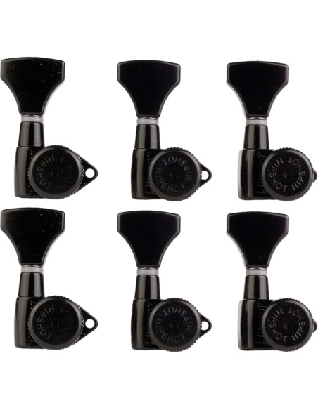 Kit d'accordeur de guitare 6 Inline Grip-Lock™ Noir Ouvert Hipshot | Maderas Barber