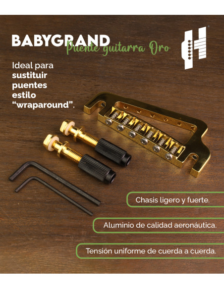 BabyGrand Guitar Bridge Gold Hipshot | Maderas Barber