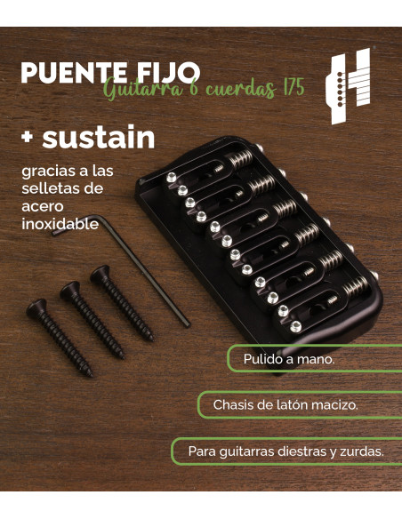 Puente Fijo Guit. 6 Cuerdas .175 Negro Hipshot | Maderas Barber