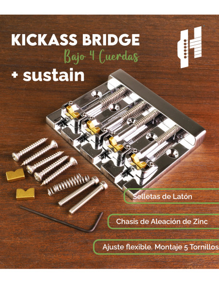 Chevalet de basse 4 cordes KickAss™ Chrome Hipshot | Maderas Barber