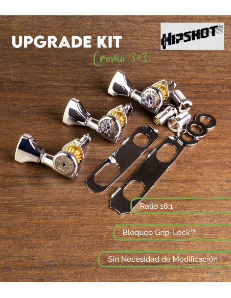 Mechanik 3+3 Grip-Lock™ Abierto Cromo Hipshot | Maderas Barber