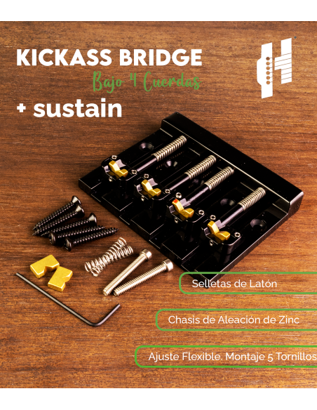 4 String KickAss™ Bass Bridge Black Hipshot | Maderas Barber