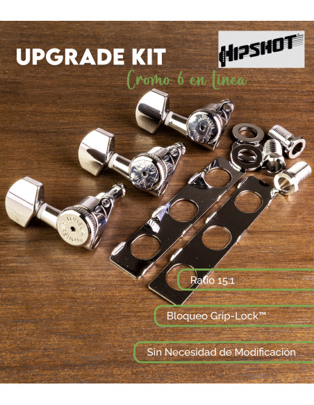 Mechanik Vintage 6 En Linea Grip-Lock™ Cromo Hipshot | Maderas Barber