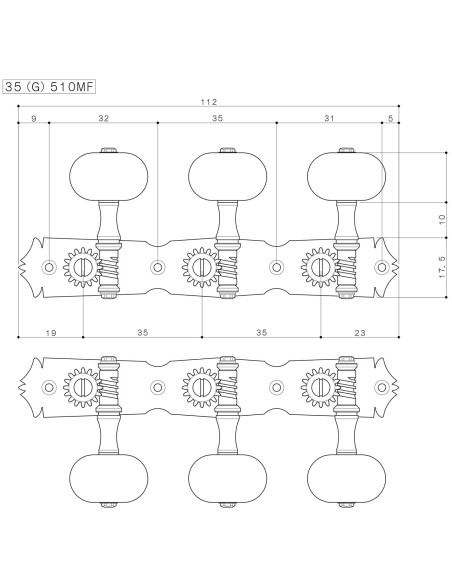 Mécanique Gotoh Guitare Classique Or Mat 35G510MF-EN-XG | Maderas Barber