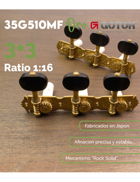 Gotoh Classical Guitar Machine Head Matte Gold 35G510MF-EN-XG | Maderas Barber