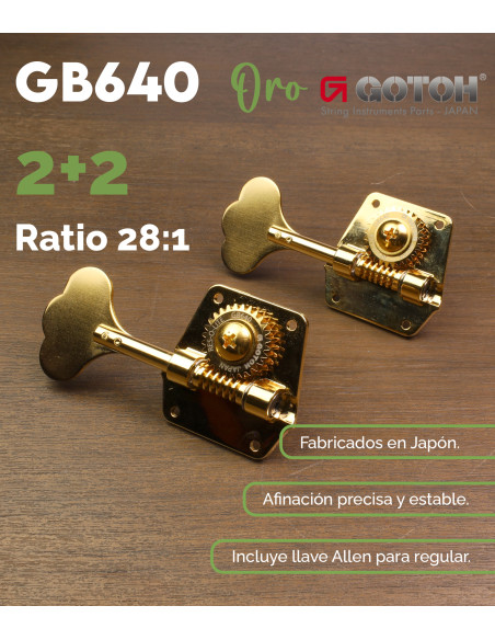 Mechanik para Bajo 2+2 Oro Gotoh GB640-LRRGG | Maderas Barber