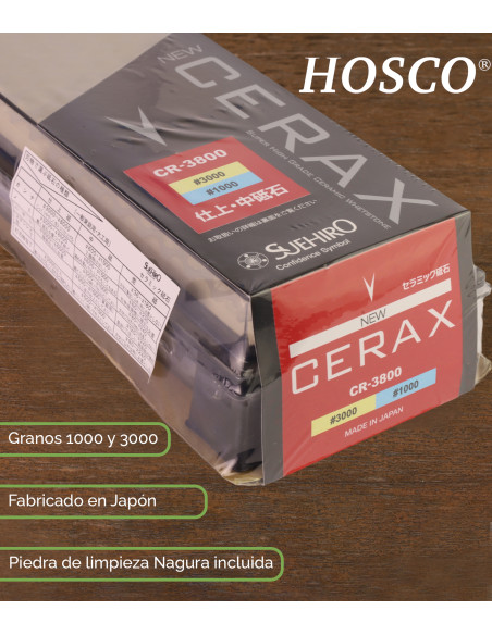 Piedra Japonesa Afilado Mixta Grano 1000/3000 Cerax-Hosco TL-IDH-3 | Maderas Barber
