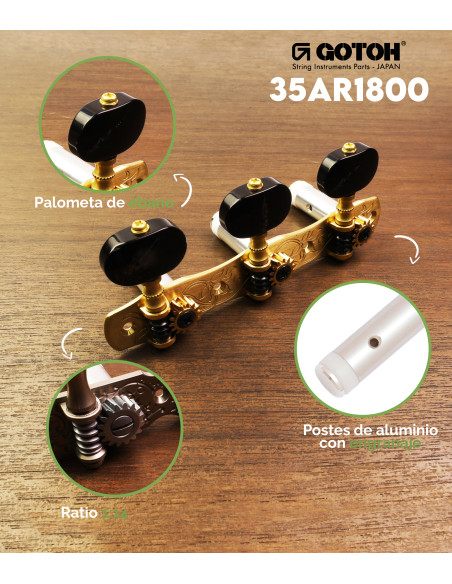 Mechanik Gotoh Konzertgitarre 35AR1800/BB-SB | Maderas Barber