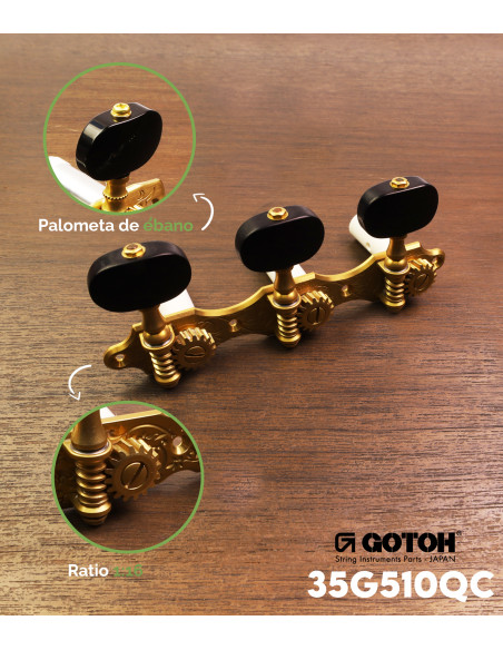 Gotoh Classical Guitar Machine Head Matte Gold 35G510QC/EN | Maderas Barber