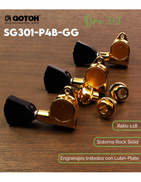 Clavijero Guitarra Acústica/Eléctrica 3+3 Gotoh SG301-P4B-GG
