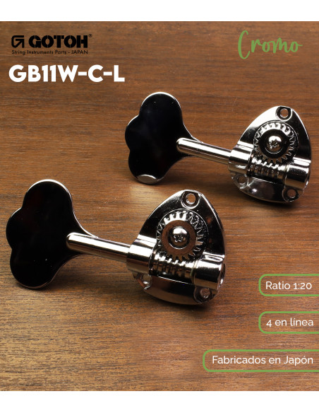 Mechanik para Bajo 4 en Línea Cromo Gotoh GB11W-C-L | Maderas Barber