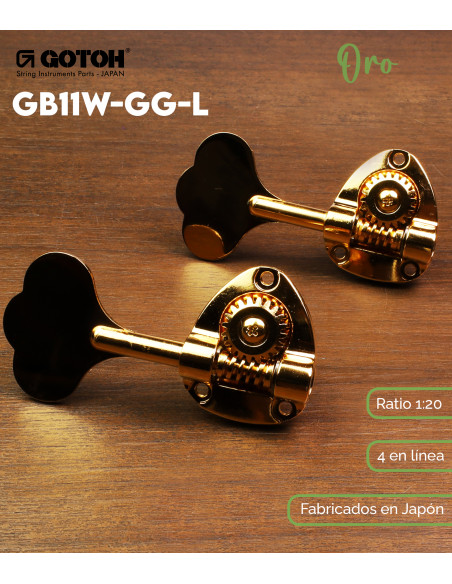 Mechanik para Bajo 4 en Línea Oro Gotoh GB11W-GG-L | Maderas Barber
