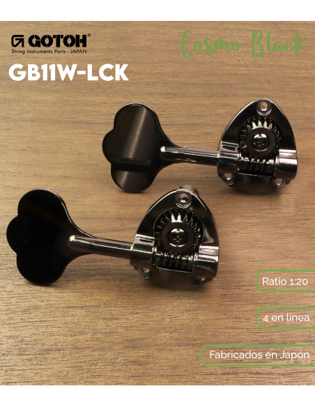 Mechanik para Bajo 4 en Línea Cosmo Black Gotoh GB11W-LCK | Maderas Barber