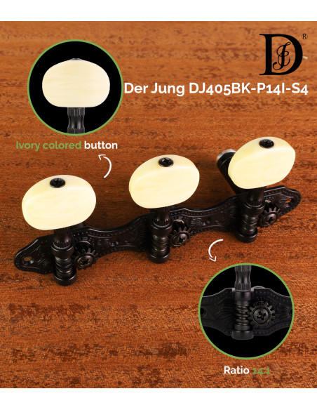 Der Jung DJ405BK-P14I-S4 Machine Head| Maderas Barber