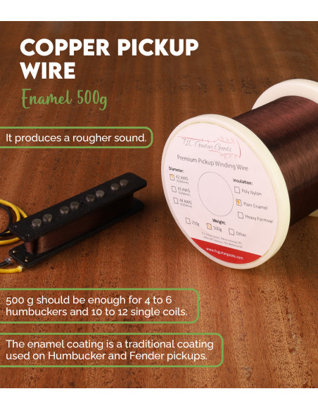 Copper Pickup Wire 42 AWG Enamel 500g | Maderas Barber