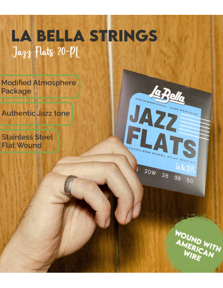 La Bella 20PL Jazz Flats Flatwound Electric Guitar Strings - Light 11-50 | Maderas Barber