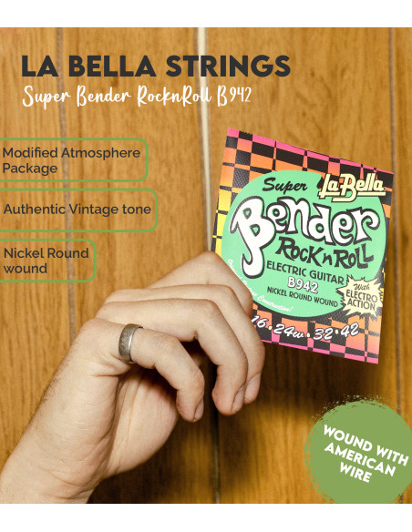 Set de corde Guitarra Electrica 9-42 La Bella Super Bender B942 | Maderas Barber