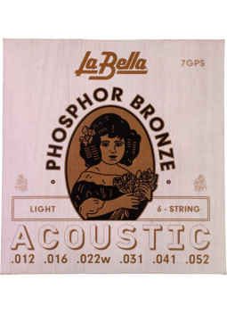La Bella 7GPS Phosphor Bronze Acoustique Guitare Cordes Custom Light 12-52 | Maderas Barber