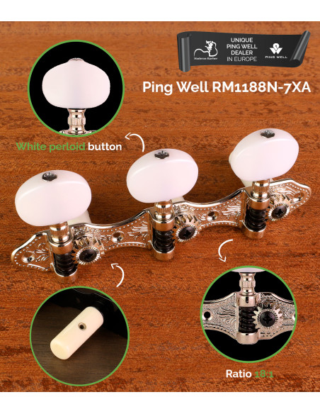 Ping Well® RM 1188N-7XA Machine Head | Classical Guitar | Maderas Barber