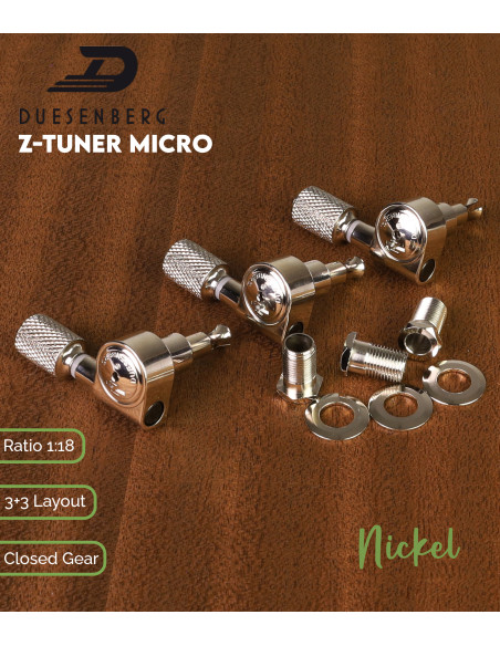 Duesenberg Guitar Machine Head Z-Tuner Micro 3+3 Nickel | Maderas Barber
