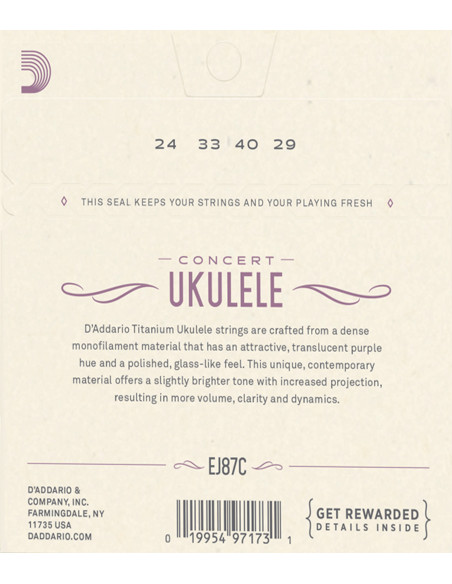 Comprar Set Saiten D'Addario Ukelele Concert EJ87C