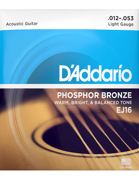 Buy D'Addario Acoustic Guitar Strings Set EJ16 12-53