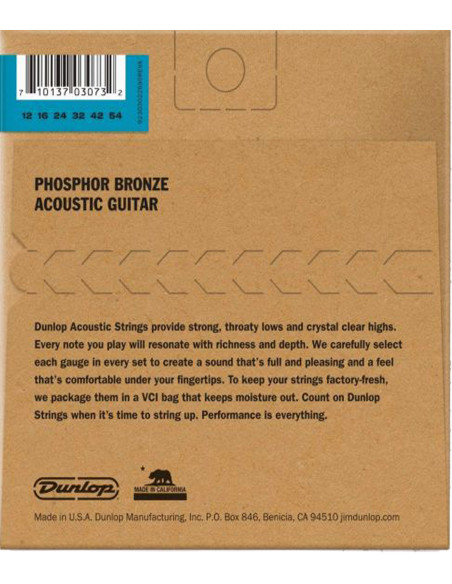 Cuerdas Dunlop Phosphor Bronze 92/8 Light 12-54 | Acústica