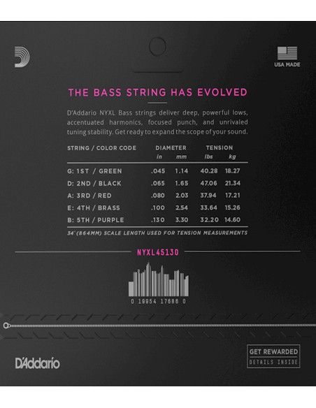 Buy Electric Bass NYXL45130 D'Addario Strings Set | Maderas Barber