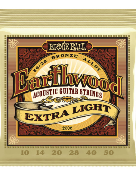 Juego de Cuerdas Ernie Ball Guitarra Acústica Earthwood Extra Light 10-50