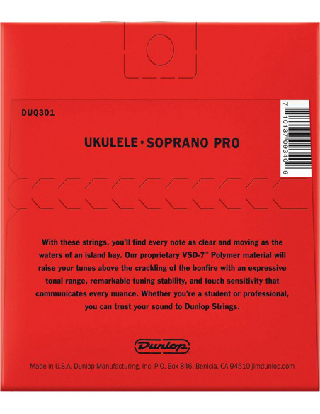 Jeu de Cordes Dunlop Ukulélé Soprano Pro | Retrouvez ici les cordes d'Ukulélé