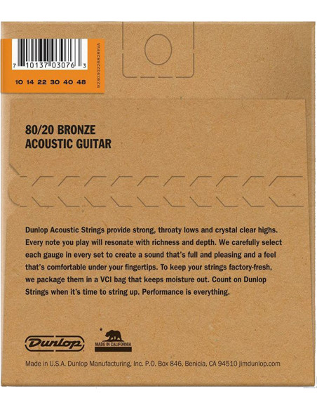 Buy Dunlop 80/20 Bronze Extra Light 10-48 acoustic guitar String Set