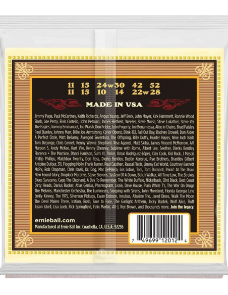 Jeu de cordes Ernie Ball Guitare Acoustique 12 cordes Earthwood Light 11-52